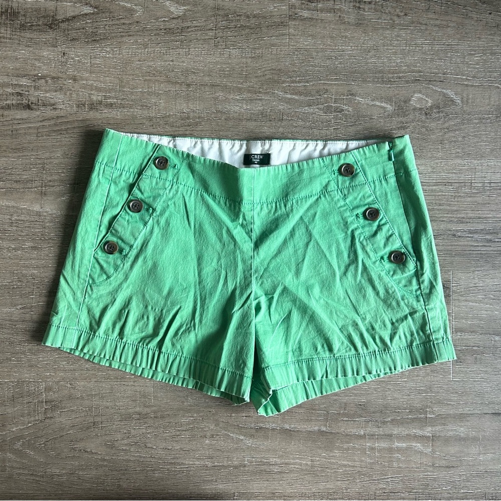 J Crew Shorts City Fit Size 6 Green Mini Shorts with Button Pockets